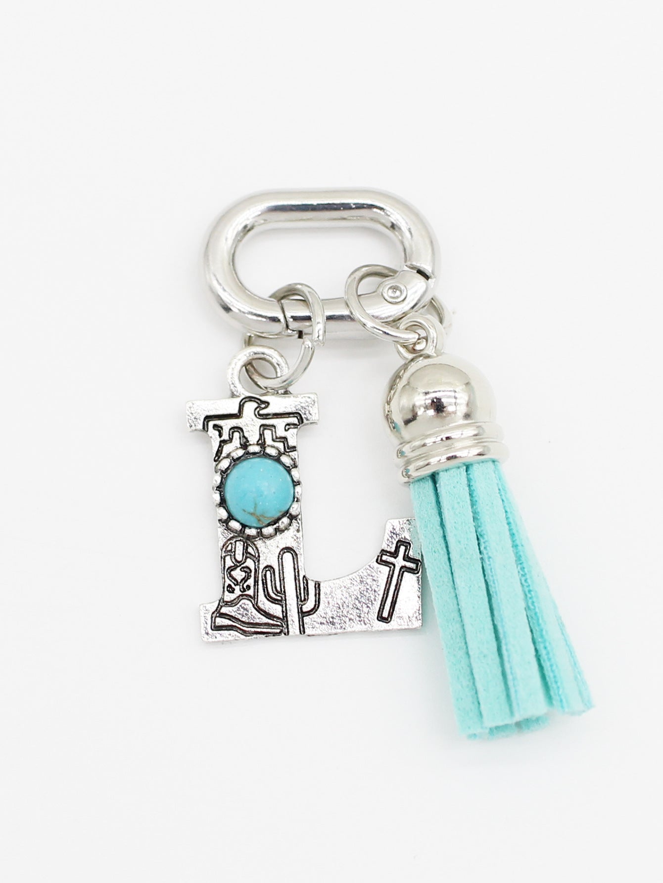 Wholesale ethnic style turquoise 26 letter tassel pendant