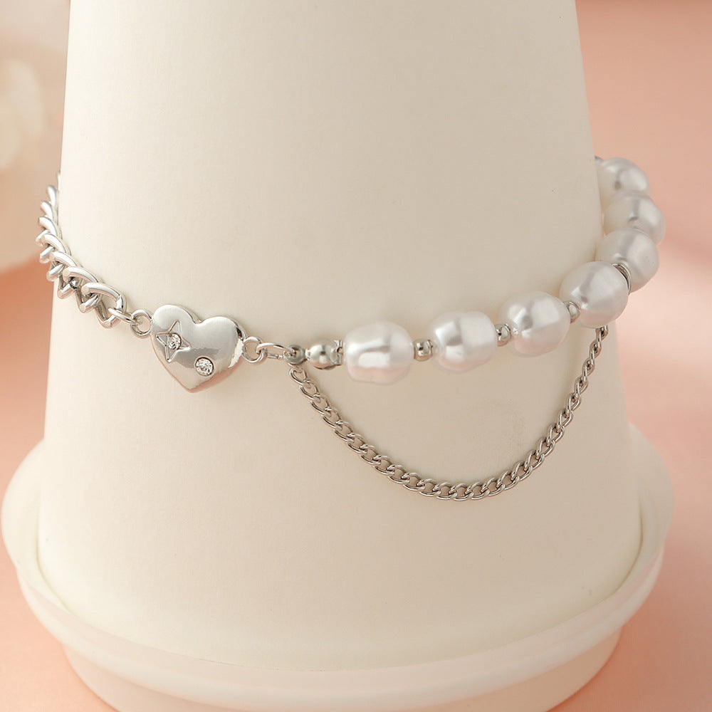 Wholesale Valentine's Day Heart Titanium Steel Necklace Bracelet