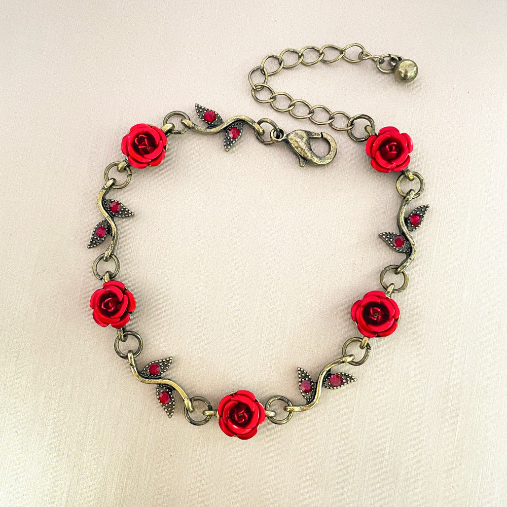 Wholesale French Style Rose Diamond Three-dimensional Alloy Bracelet