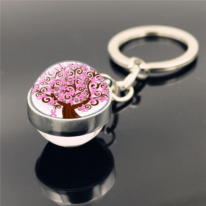 Wholesale Care Breast Cancer Vermicelli with Zinc Alloy Key Chain