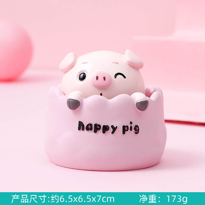 Wholesale of Piglet Shake Head Resin Doll Car Accessories