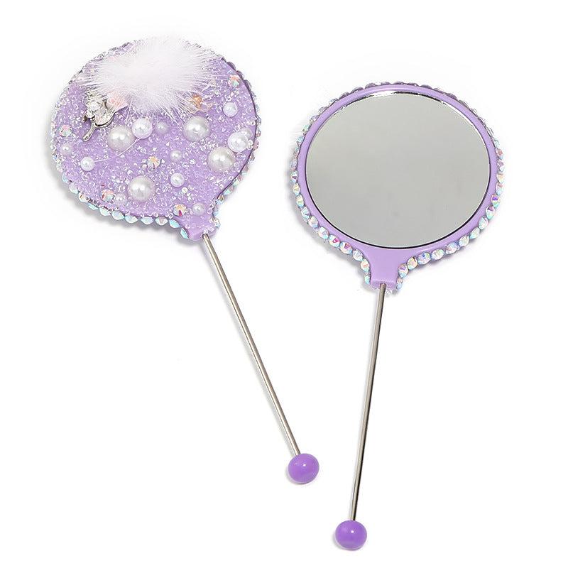 Wholesale Starry Sky Soft Sugar Beaded Handheld Makeup Mirror