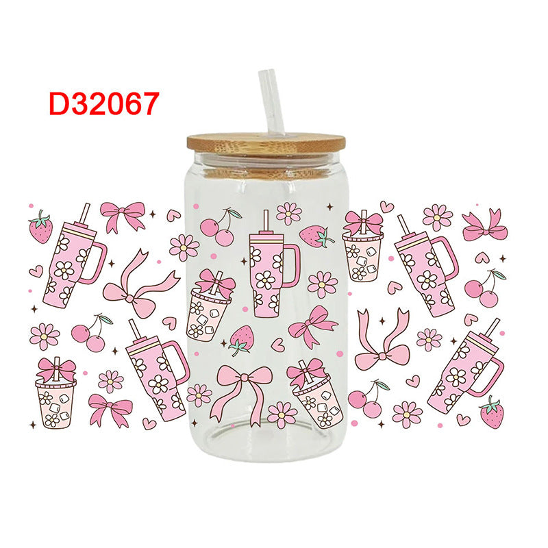 Wholesale  Butterfly Knot Dessert Beverage 16oz Cup UV DTF Wraps