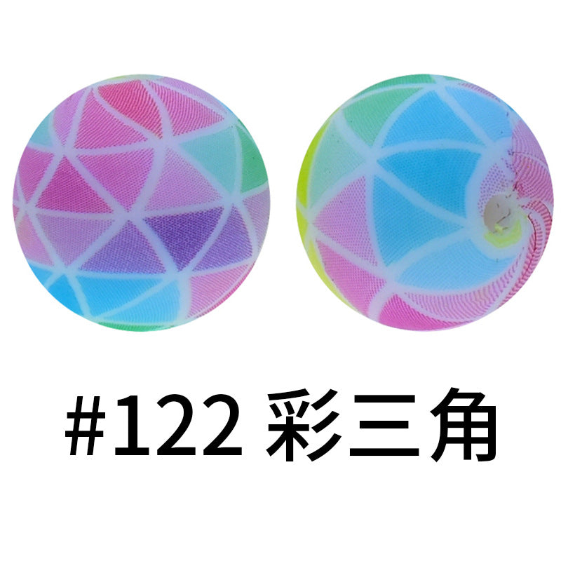 Wholesale 50pcs 16mm Print Silicone Beads Colorful Silicone Water Transfer Beads