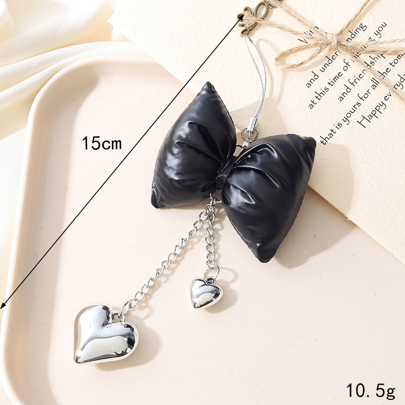 Wholesale New Cotton Leather Bow Mobile Phone Pendant High-end Sense Bag Keychain Hanging Women
