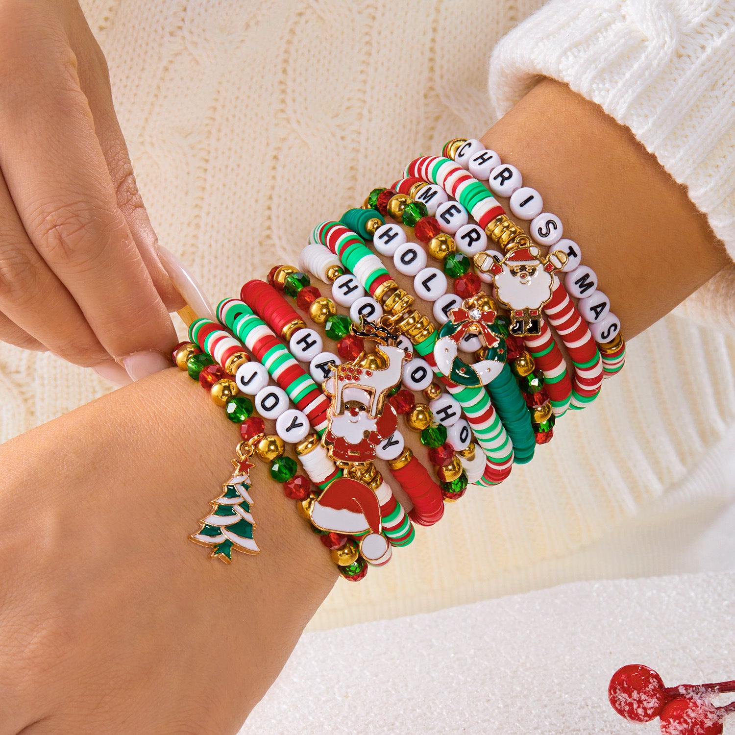 Wholesale Christmas polymer clay crystal Clay Bead bracelet