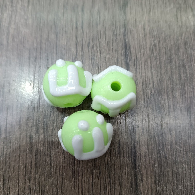 Wholesale 200pcs Hand-painted round beads DIY letters cake beads