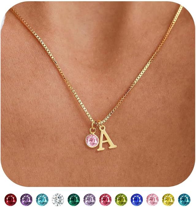 Wholesale New Women's Initial Birthstone Necklace 14K Gold-plated Letter Simple All-match Clavicle Chain