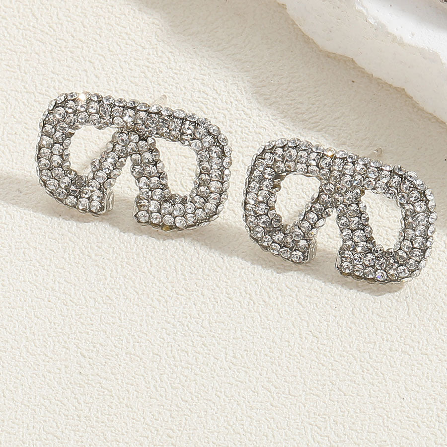 Wholesale Letter V Full Diamond Alloy Letter Stud Earrings