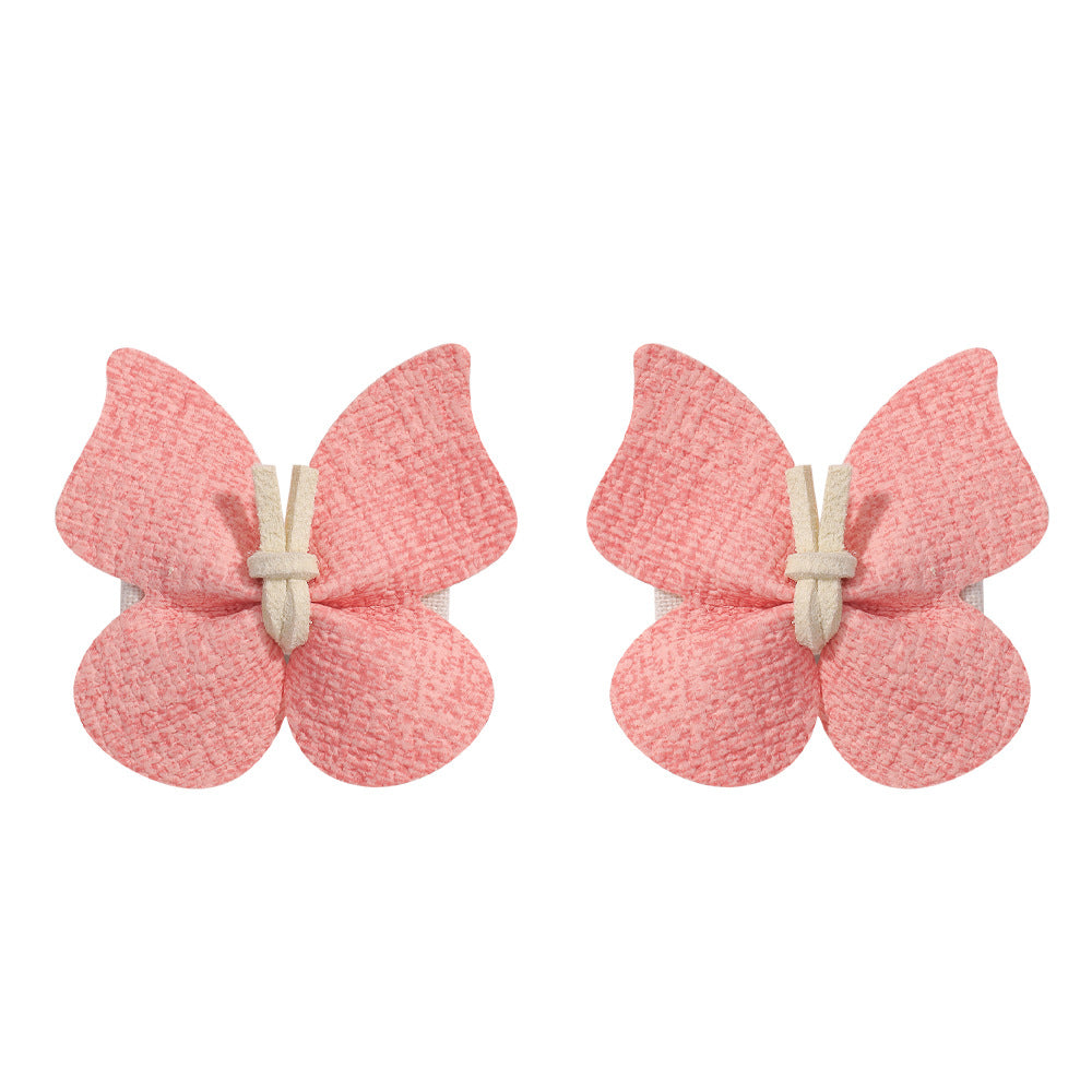 Wholesale PU Leather Handmade Butterfly Hairpin Retro