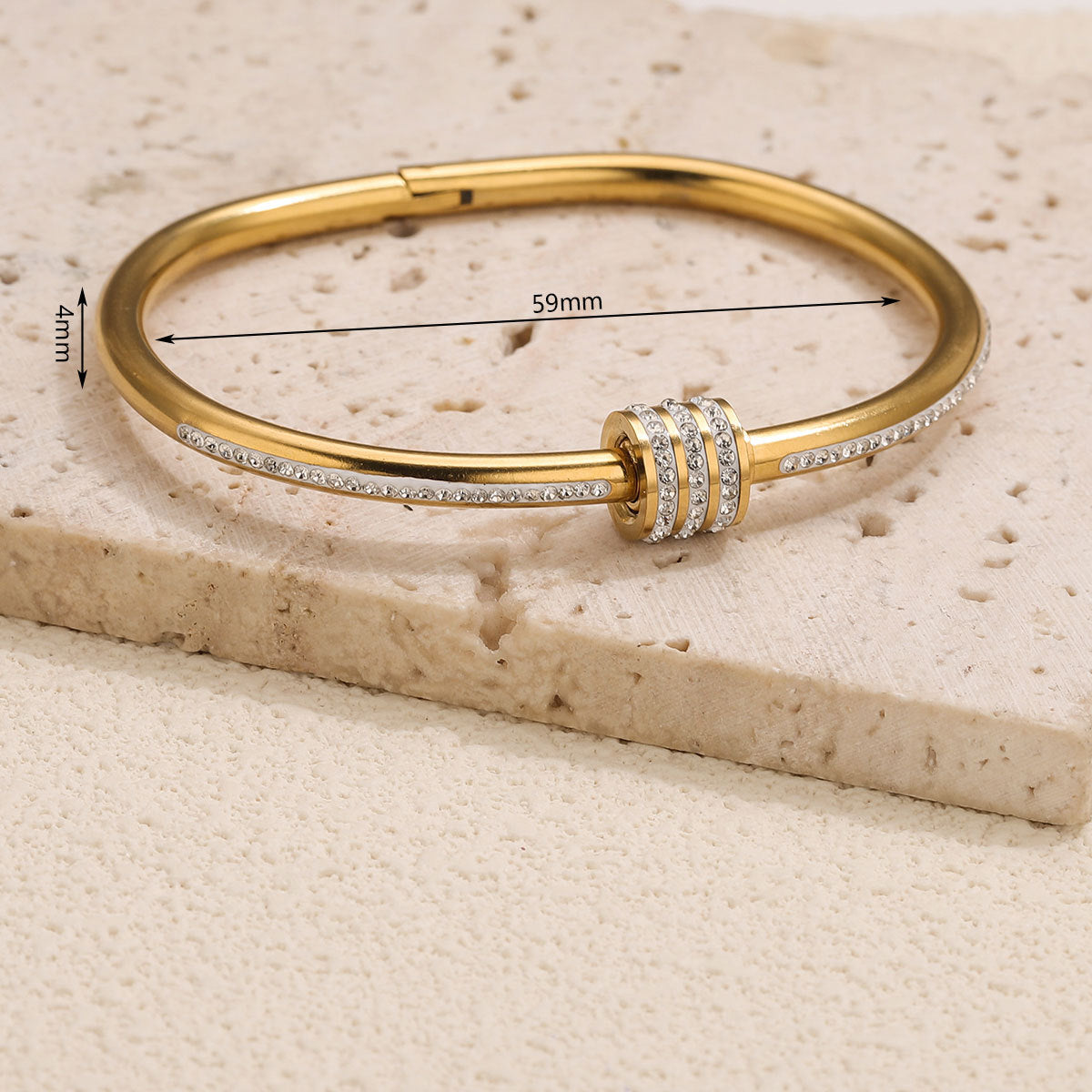 Wholesale Stainless Steel Slim Waist Bracelet with Diamond Inlay