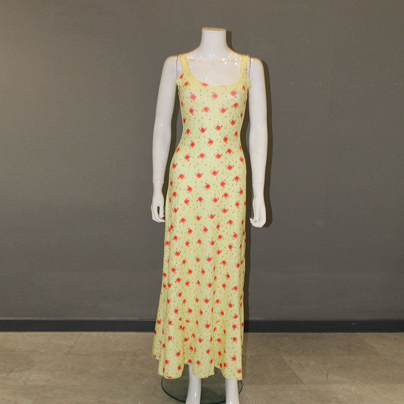 Wholesale Summer new  floral print strap dress sweet fresh beach dress