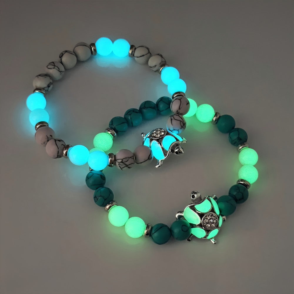 Wholesale 4pcs Luminous Little Elf Turquoise Beads Paired With Turtle Bracelet