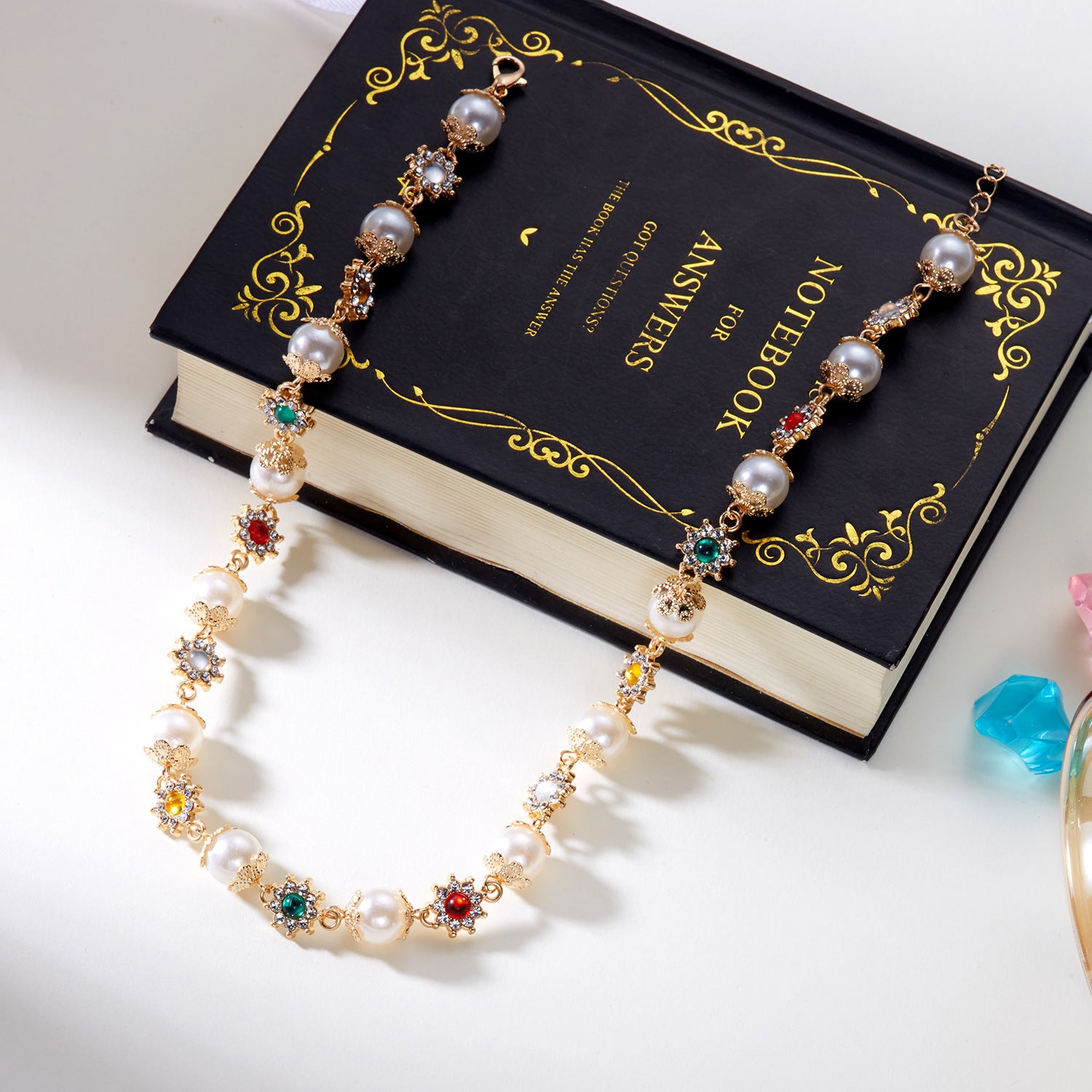 Pearl Diamond Flower Necklace Dopamine Clavicle Chain