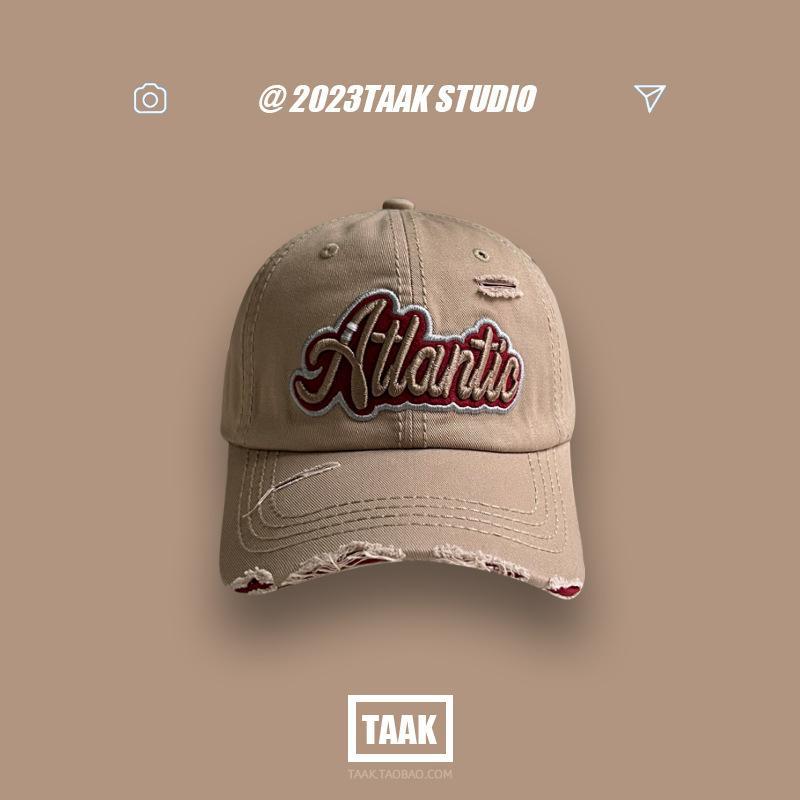 Wholesale Washed denim ripped baseball cap for women summer all-match street letter embroidered cap