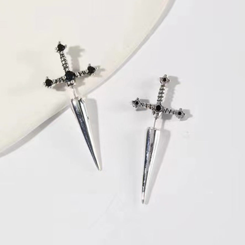 Wholesale Gothic Vintage Crystal Diamond Dagger Alloy Earrings