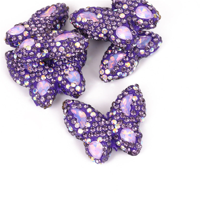 Wholesale diy rhinestone zircon clay butterfly vertical beads