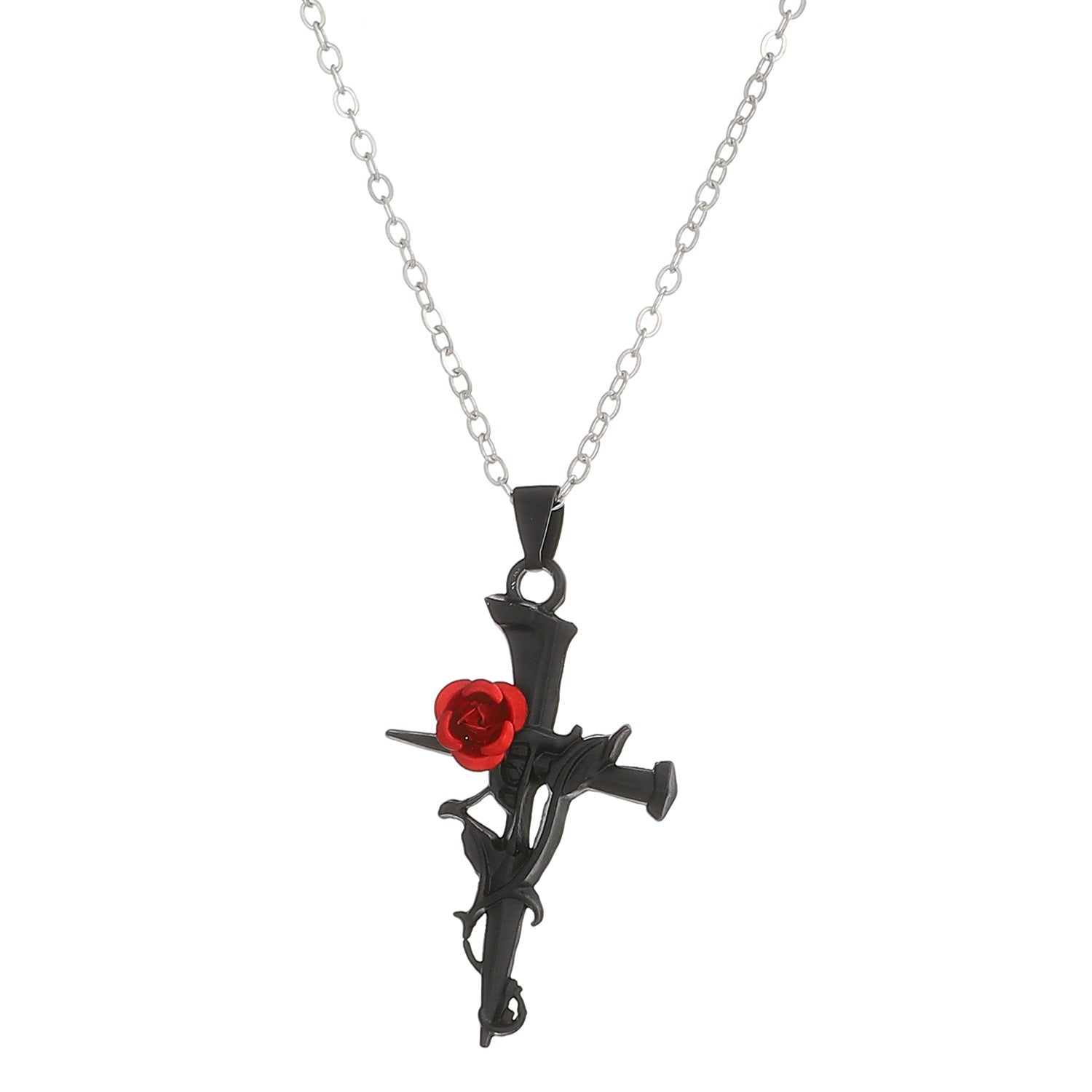 Wholesale Love Rose Necklace Gothic Wrapped Flower Heart-shaped Clavicle Chain Valentine's Day