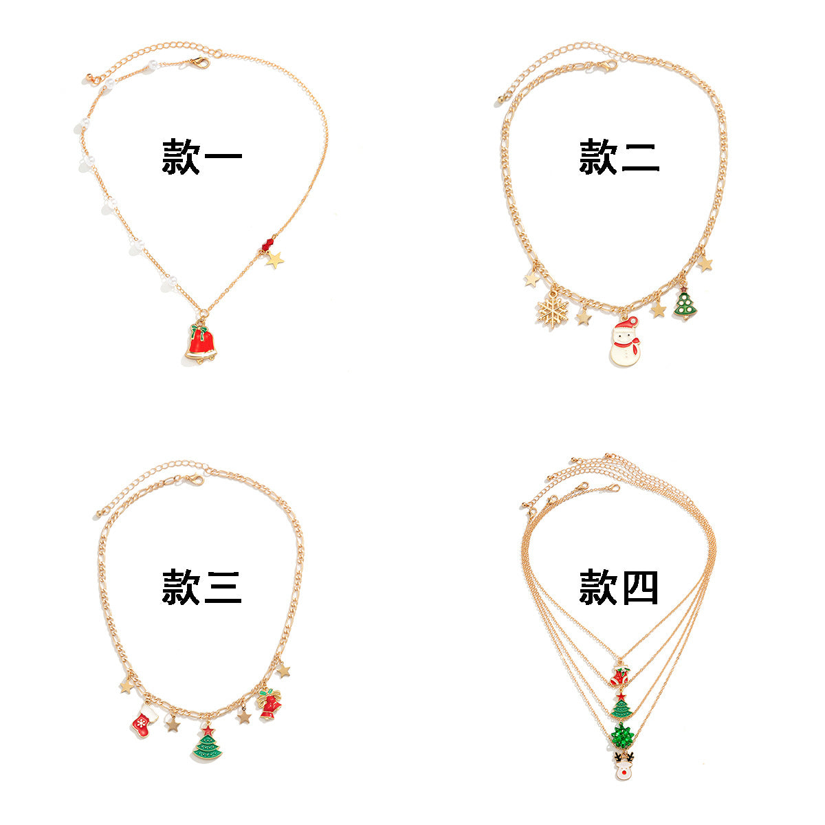 Wholesale Christmas Tree Snowman Necklace