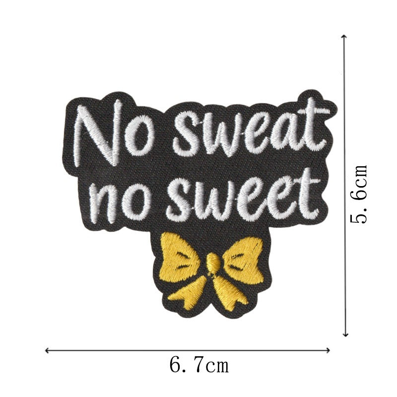Wholesale Boutique Rainbow Heart Inspirational Quote Iron On Patches Black White Embroidered Appliques For ets Polyester Cotton Set Of 9