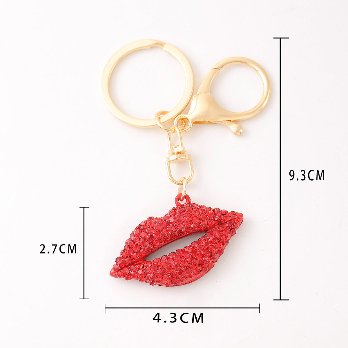 Wholesale Valentine's Day Alloy Red Lip Diamond Keychain
