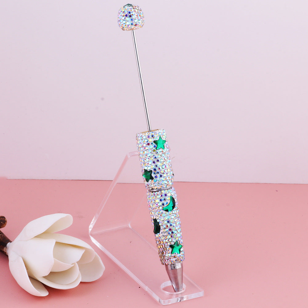 Wholesale  Live Hot Sale Colorful Star Star Moon Zircon Diamond Pen Ceramic Mud Full Diamond Beaded Pen DIY Beaded Accessories