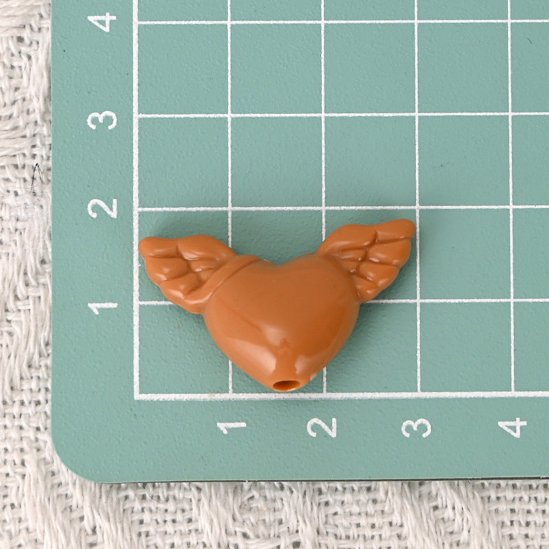 Wholesale 10 pcs Acrylic Heart Wings Necklace Pendant with Hole Beads