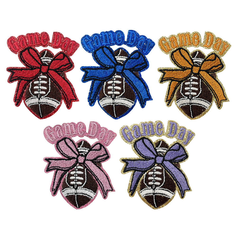 Wholesale Chic Gameday Football Embroidered Patch With Olive Ball Design Iron On DIY Fashion Accessory