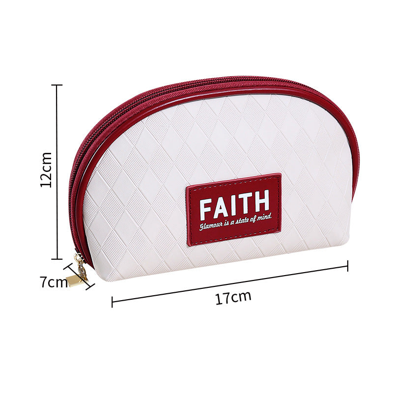 Wholesale Semicircle Portable Hand Held PU Cosmetic Bag