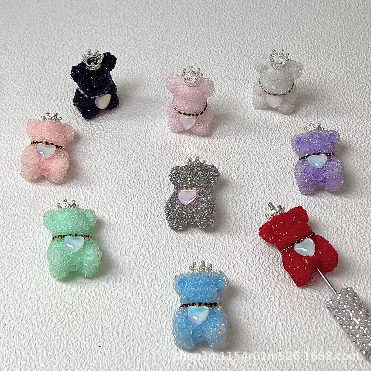 Wholesale Double-sided 3D Sugar Heart Crown Little Bear DIY Handmade Beads
