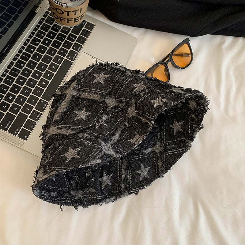 Wholesale Blue Star Denim Bucket Hat