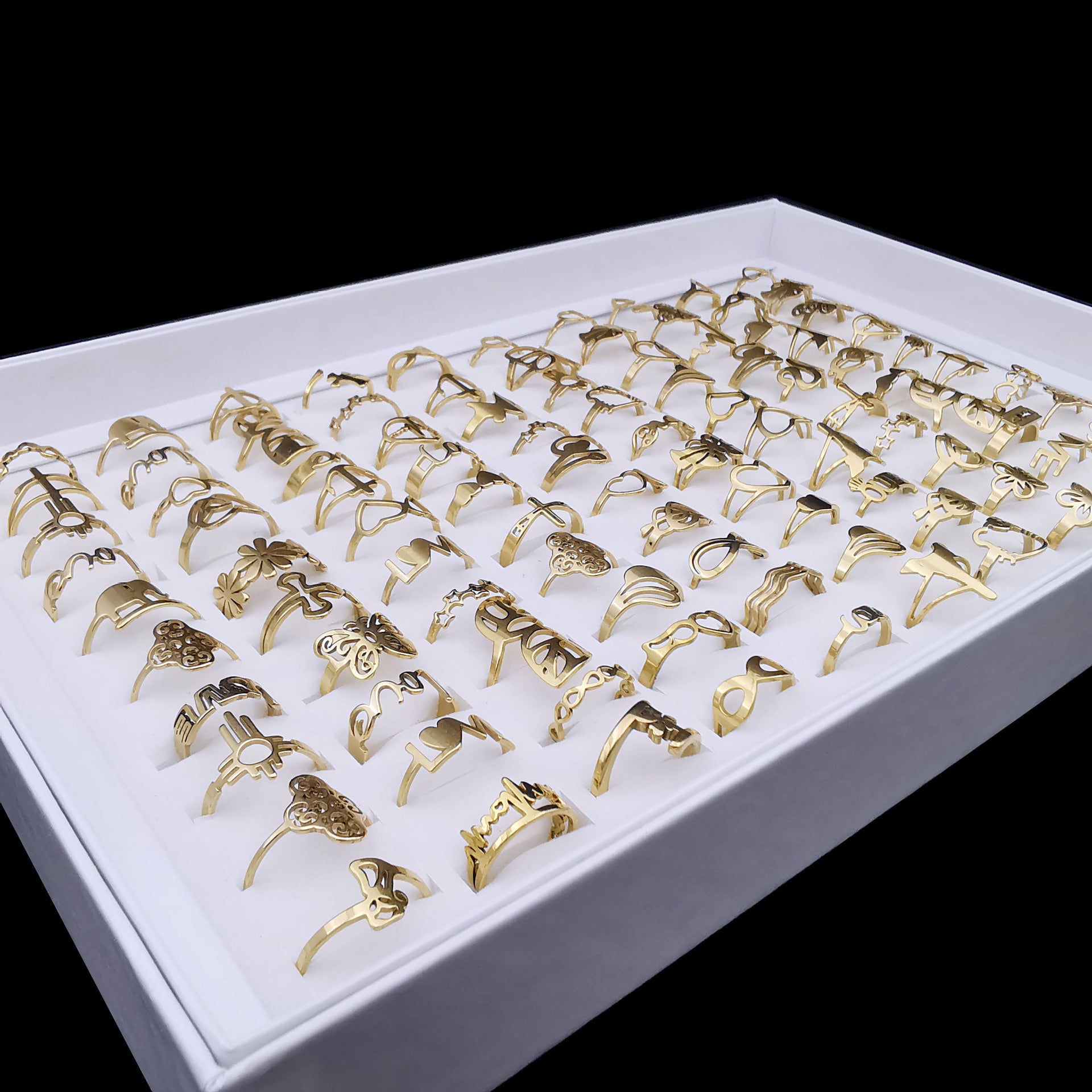 Anillo de estilo al azar de acero inoxidable de 20 piezas al por mayor