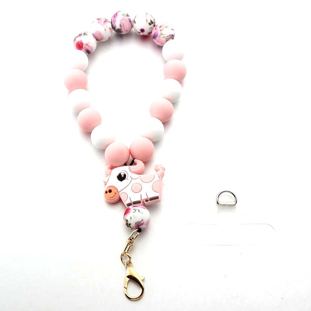 Wholesale Cartoon Animal Highland Cattle Elephant Silicone Beads Wrist Keychain