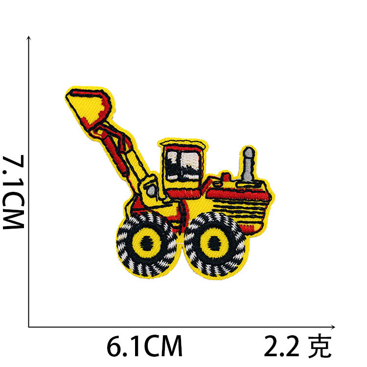 Wholesale Stylish Construction Vehicle Embroidery Patches Self Adhesive Polyester Cloth Applique For Clothing And DIY