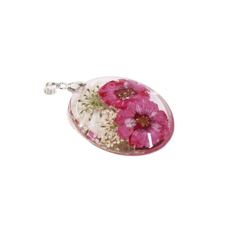 Wholesale 6pcs Resin Dried Flower Real Flower Pendant Necklace Earring Accessories