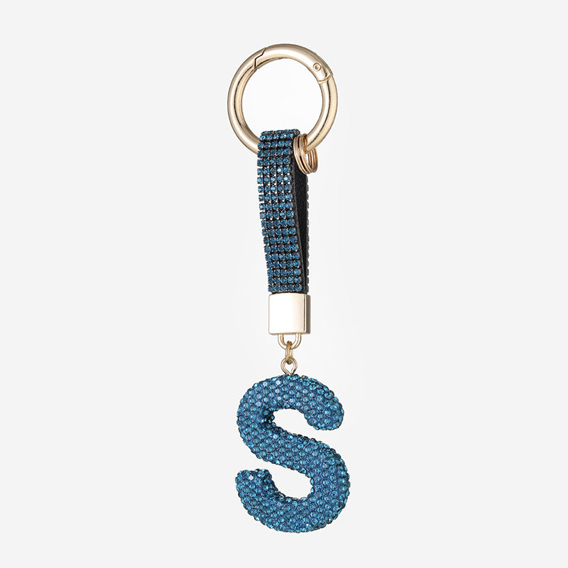 Wholesale Pottery Clay Water Diamond Alloy Dot Diamond Letter Keychain