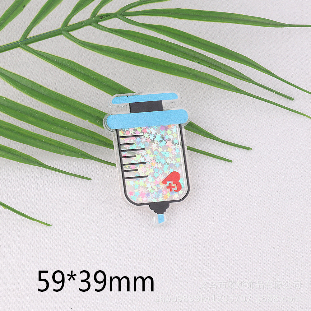 Wholesale 10pcs FlatBack Quicksand Cartoon Nurse Clothes Medical Acrylic Patch