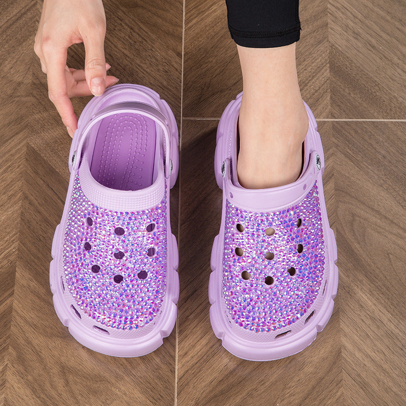 Wholesale of High Height Handmade Hot Drill Shoes with EVA Holes for External Wear