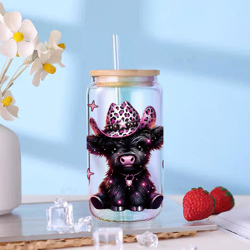 Wholesale Love Bow Cow 16oz Cup UV DTF Wraps