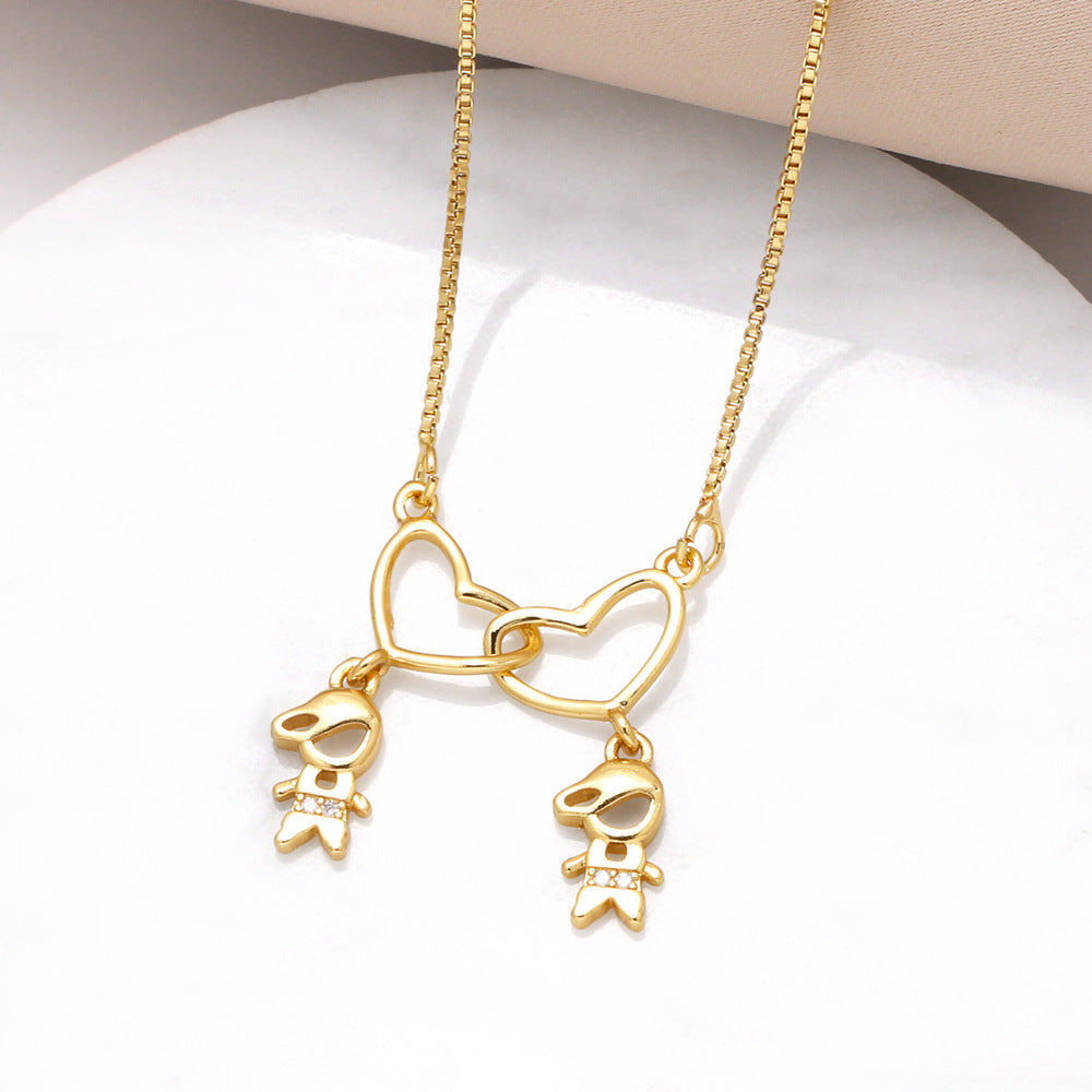 Wholesale Heart Gold-plated Zirconia Clavicle Necklace