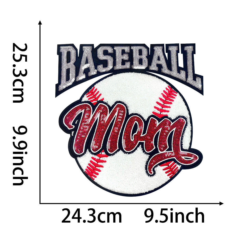 Wholesale Baseball Mom Embroidered Patch Red Hot Melt Glue Baseball Theme Decorative Fashion Accessory For Coats Gift Boutique Resale