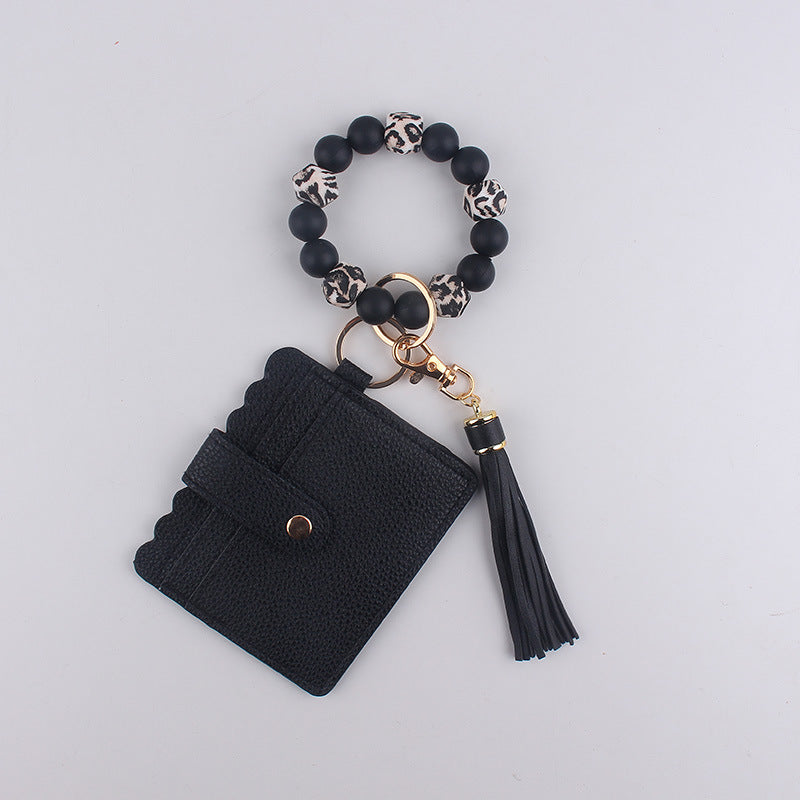 Wholesale Silicone Bracelet  Solid Color Card Holder Wristlet Keychain