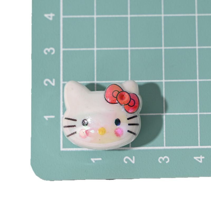 Wholesale 10pcs/pack Color-plated cute 3D cat head straight hole beads