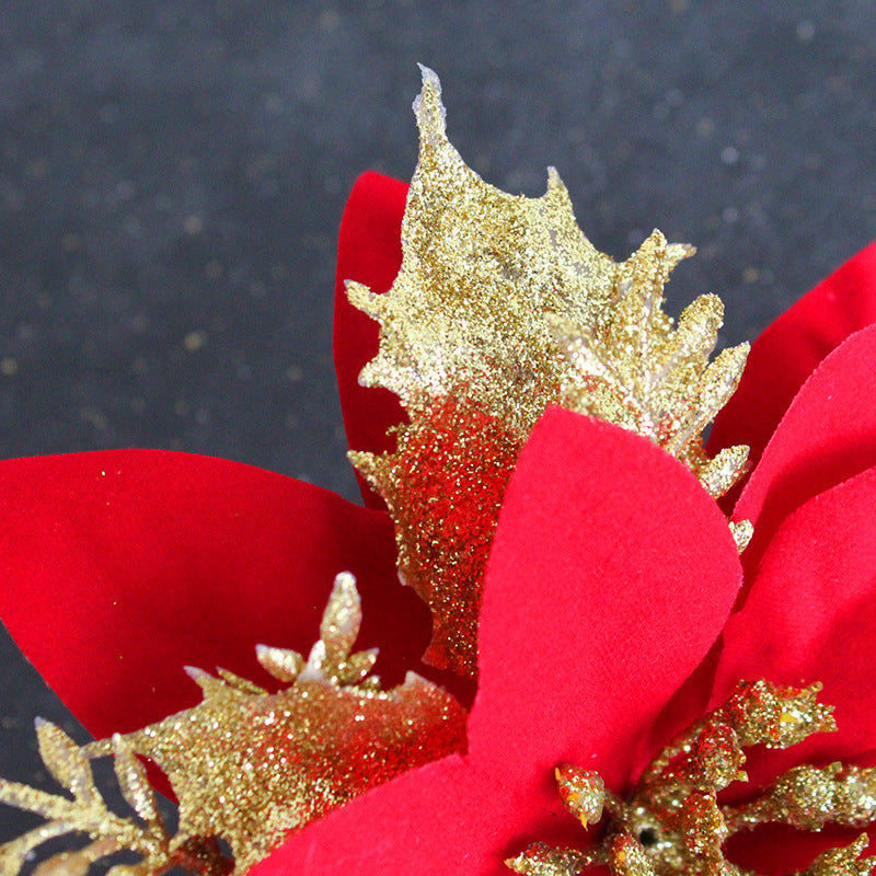 Wholesale of Gold, Silver, and Red Three-layer Plastic Christmas Decorative Flowers