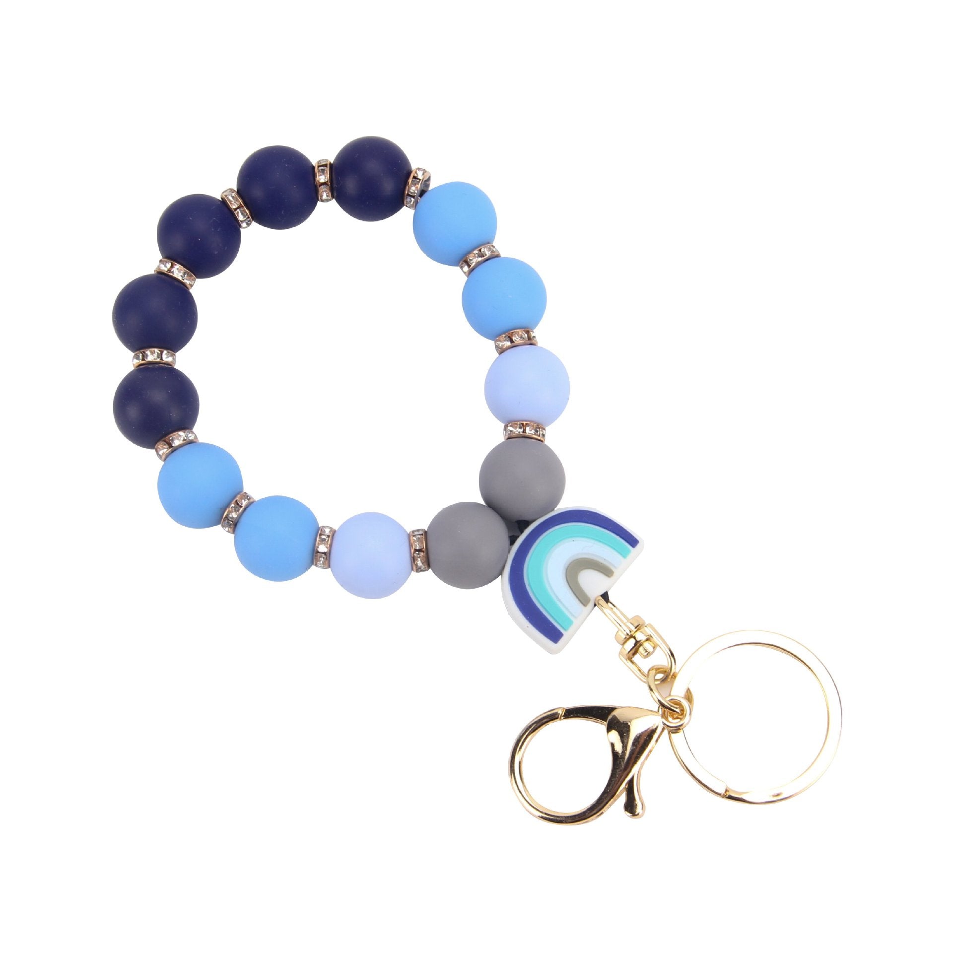 Wholesale Silicone Small Rainbow Beads Keychains