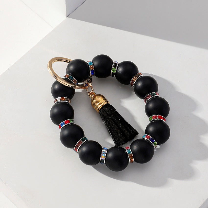 Wholesale Silicone Handmade Beaded Wrist Keychain