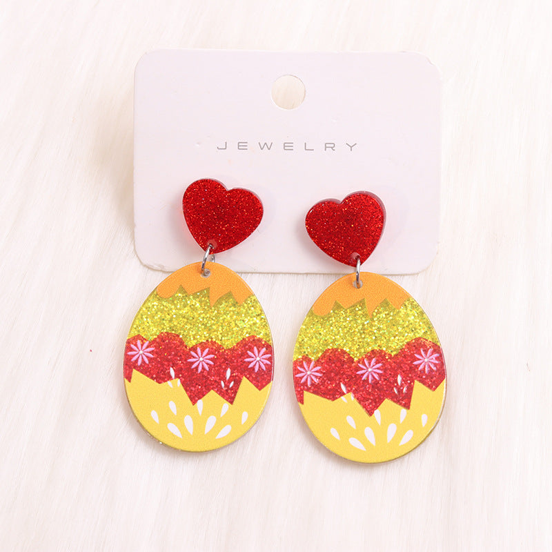 Wholesale Easter Egg Floral Rabbit Acrylic Earrings