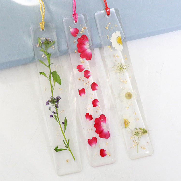 Wholesale 6pcs Dried Flower Glue Colored Tassel Bookmarks