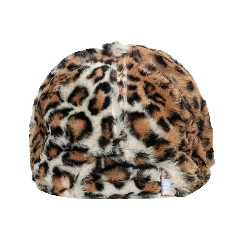 Wholesale Faux Rabbit Fur Leopard Plush Baseball Cap