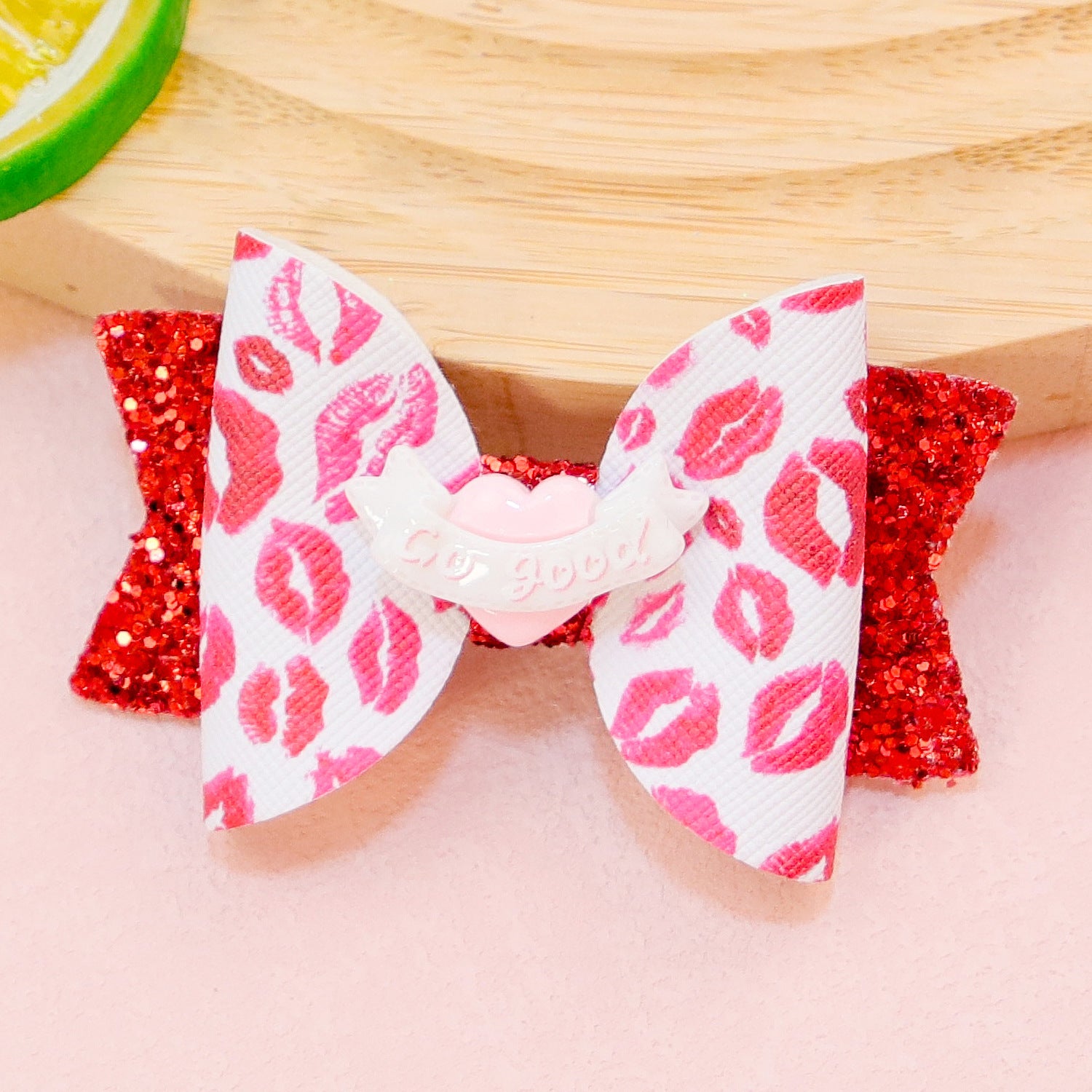 Wholesale Valentine's Day Love Letter Bow Fabric Hair Clips